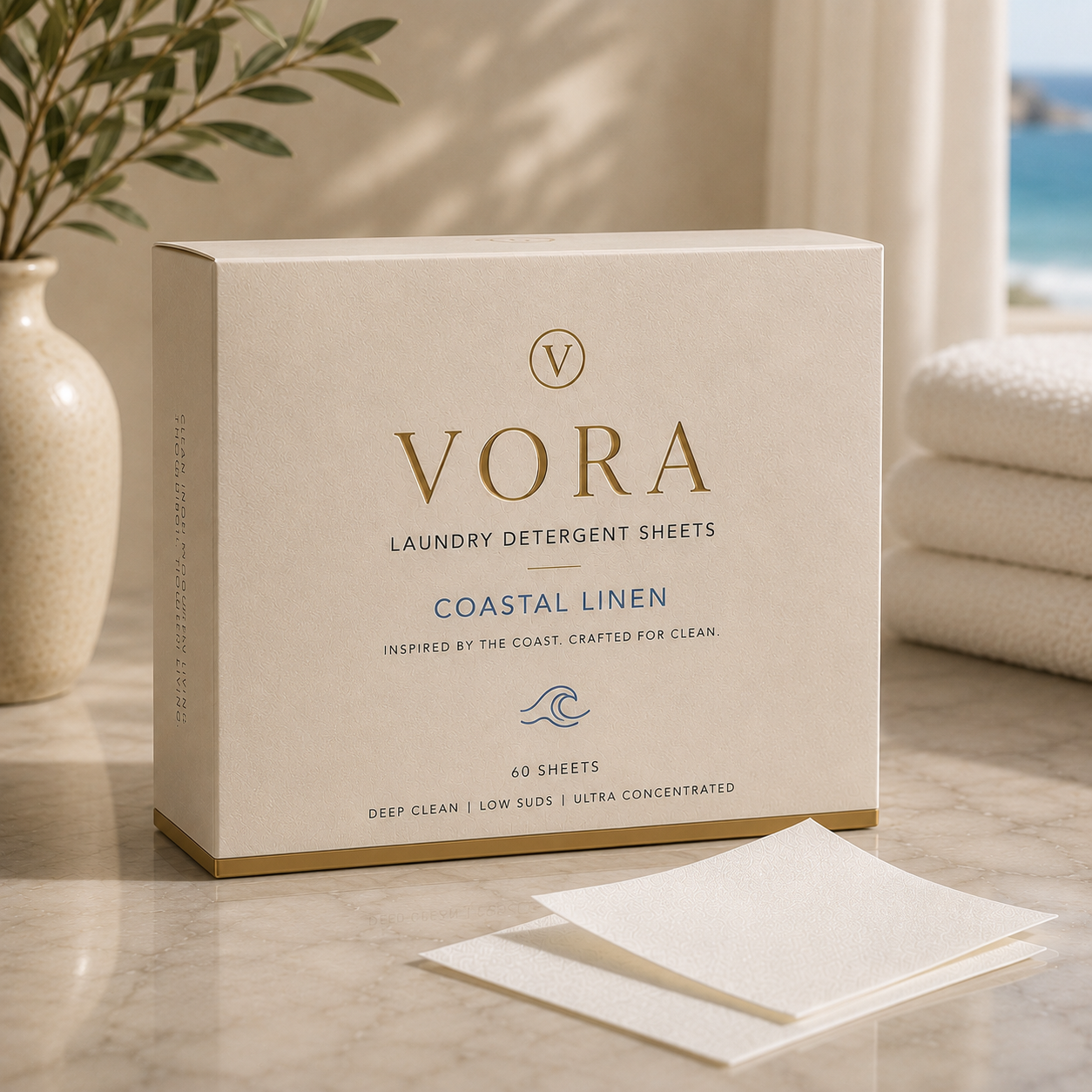 Coastal Linen Luxury Laundry Sheets – 60 Sheets | Ocean & Sea Salt Scent